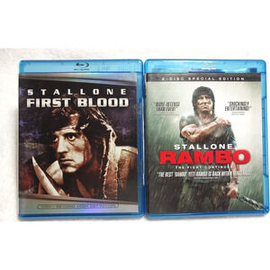 Rambo- By Sylvester Stallone 2008 And First Blood 1985 Two Movie Lot Blu-ray